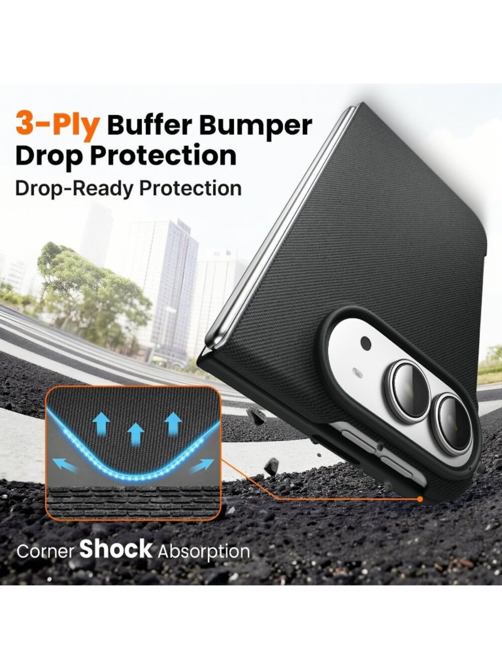 iPhone Duo Black Techwoven Drop Protection Shockproof Skin-Friendly Cover Case - Picture 2 of 7